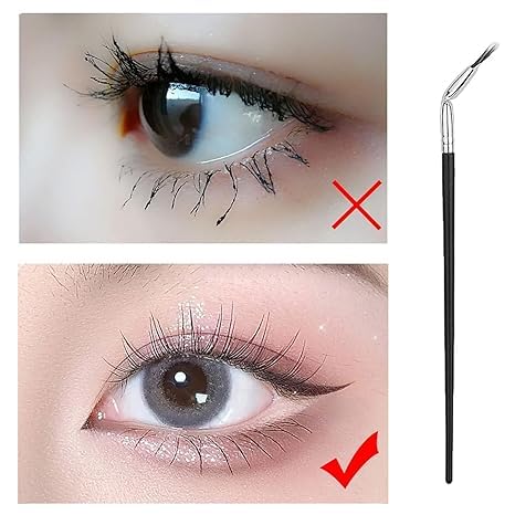 Folding Angle Scalloped Lash Brush, 2024 New Eyebrow Brush Eyelash Comb, Mascara Fan Brush Angled Fan Shaped Eyelash Brush without Clumps, Soft Brush Bristles Makeup Tool A-1pcs