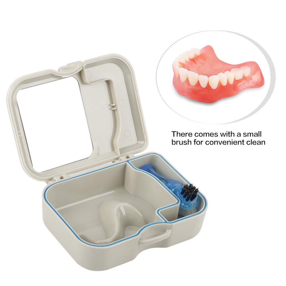 Storage Denture Case 1pc Denture False Teeth Storage Box Case With Mirror and Clean Brush Dental Appliance 13 * 10 * 4