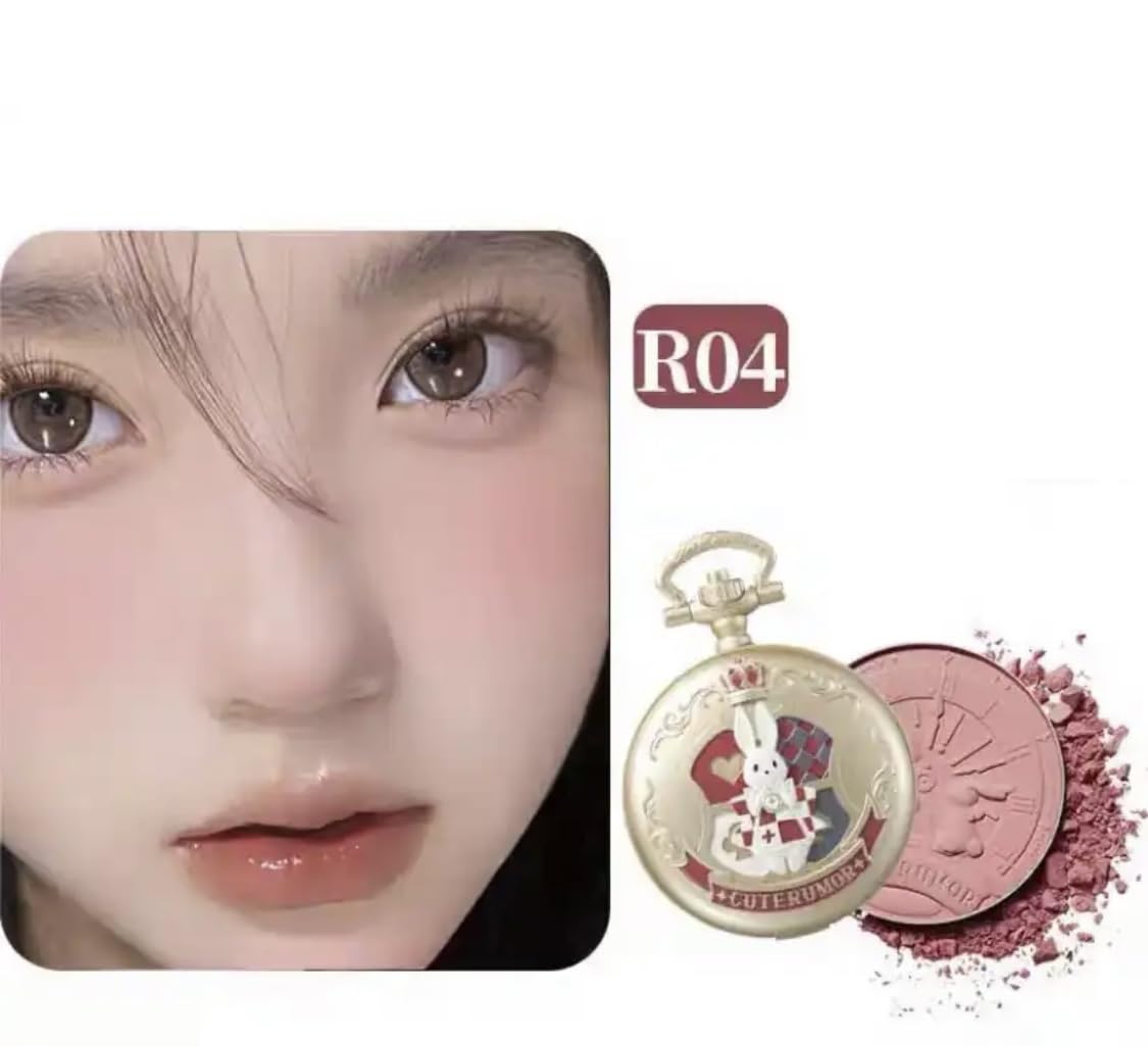 CUTE RUMOR BLUSH Cosmetics Powder Blush Palette Matte Blusher Shades for Beautiful Long-Lasting Pigment Light Blush Korean R01, 4g one unit