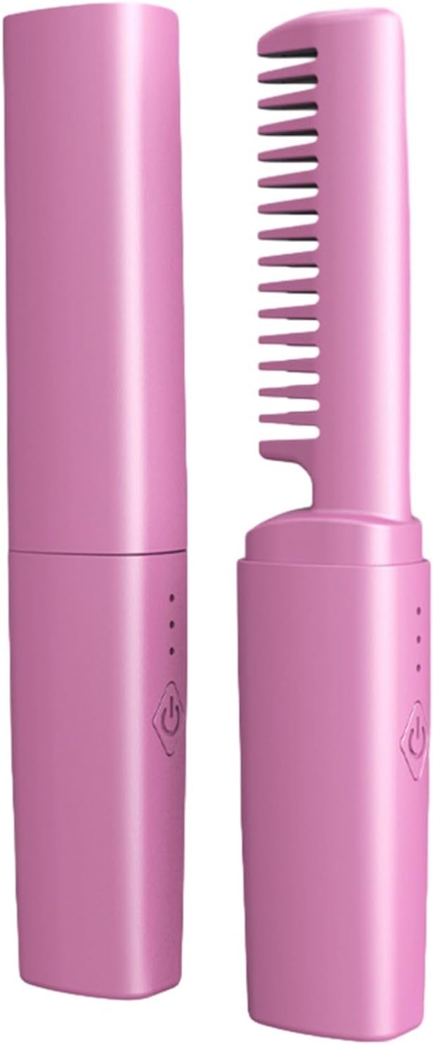 LSTQPK 2 in 1 Mini Hair Straightener, Cordless Portable USB Charging Comb, Intelligent Temperature Control Hair and Curler Straightener, for Hair Styling Tool, 868 Pink/158 Color : 868 Purple