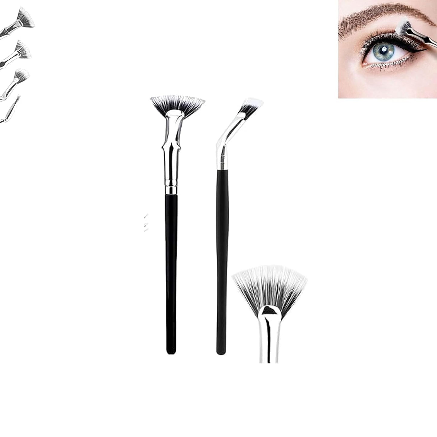 Folding Angle Scalloped Lash Brush, 2024 New Eyebrow Brush Eyelash Comb, Mascara Fan Brush Angled Fan Shaped Eyelash Brush without Clumps, Soft Brush Bristles Makeup Tool A-1pcs