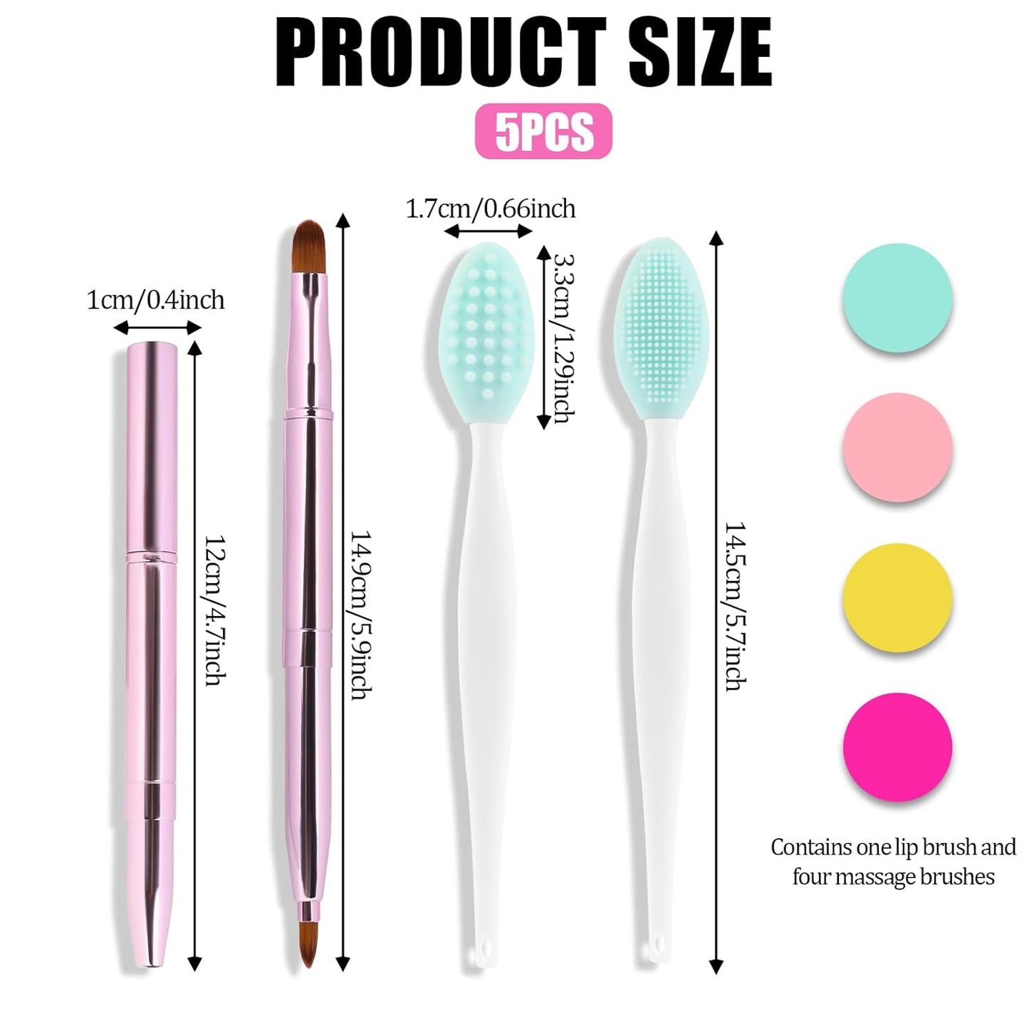 Retractable Lip Brush for Lipstick Lip Gloss Double-Ended and Lip Scrub Brush Set, Lip Makeup Brushes with Cap Lipstick Brush Applicator Travel Silicone Lip Exfoliator Brush Tool