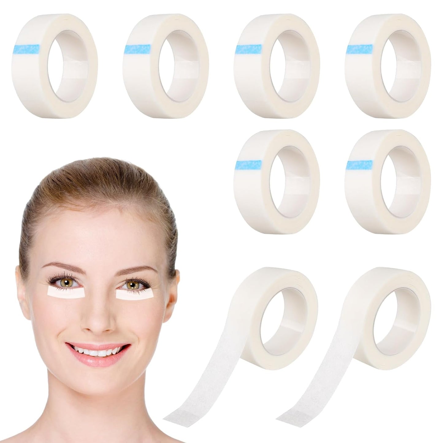 8 Rolls Eyelash Tape Adhesive Eyeshadow Eyeliner Tape Makeup Lash Tape for Eyelash Extensions White 9M Each Roll