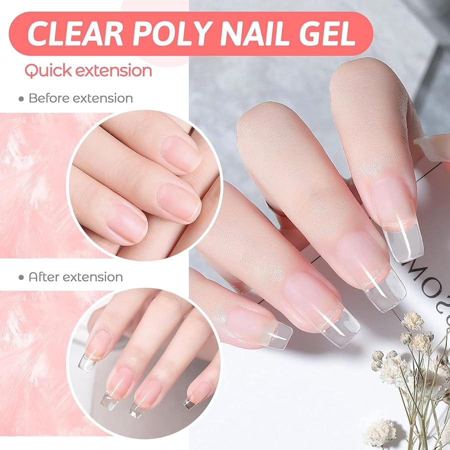 AIJIMEI Poly Gel Nail Kit 10 Colors Poly Nail Gel Kit Long Lasting Poly Gel Color Starter Poly Nail Extension Gel Kit with Manicure Tools for Beginner 15ml