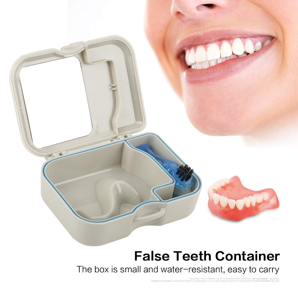 Storage Denture Case 1pc Denture False Teeth Storage Box Case With Mirror and Clean Brush Dental Appliance 13 * 10 * 4