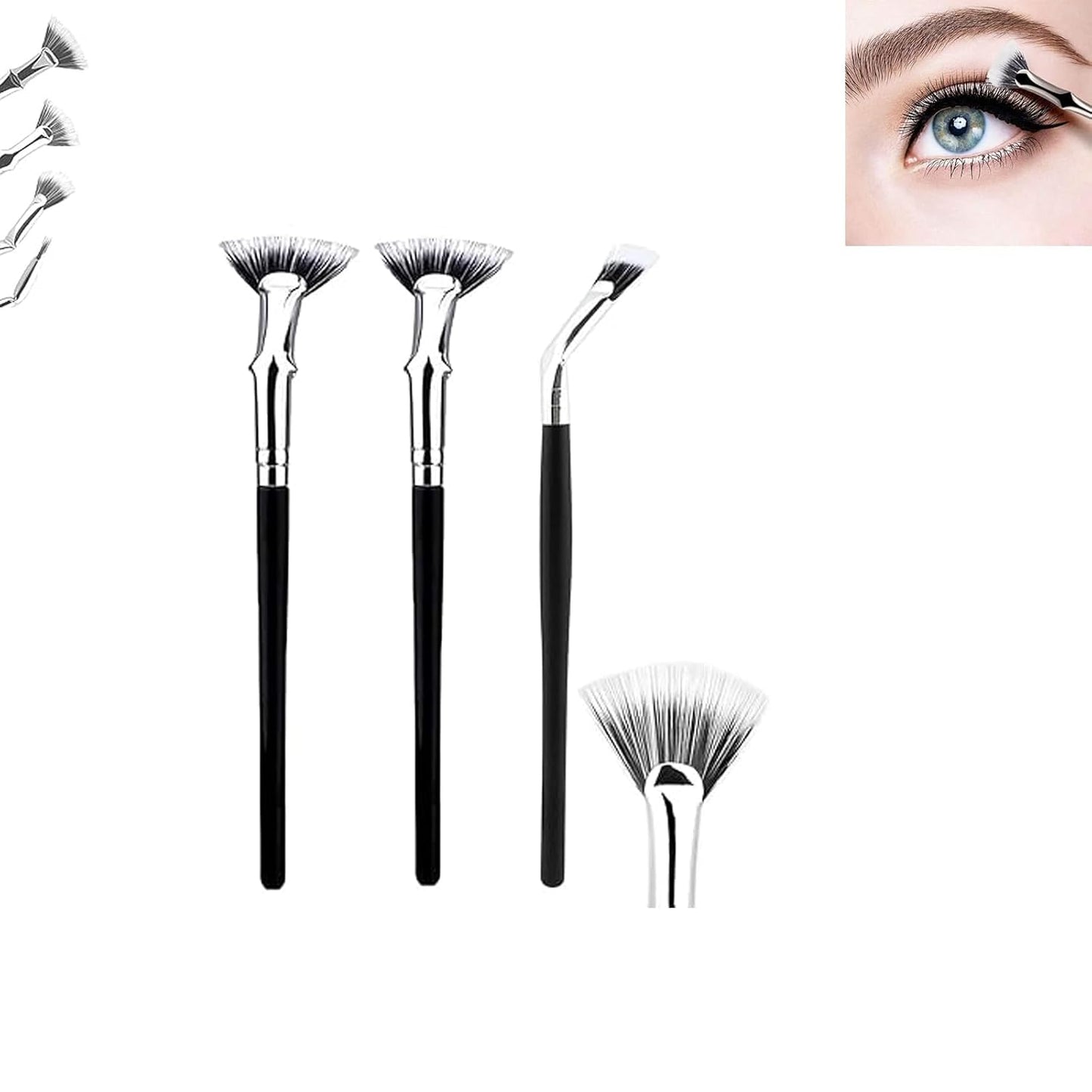 Folding Angle Scalloped Lash Brush, 2024 New Eyebrow Brush Eyelash Comb, Mascara Fan Brush Angled Fan Shaped Eyelash Brush without Clumps, Soft Brush Bristles Makeup Tool A-1pcs