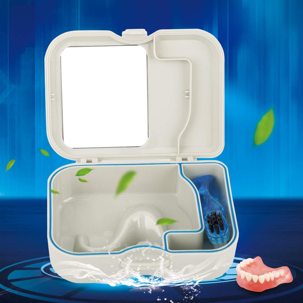 Storage Denture Case 1pc Denture False Teeth Storage Box Case With Mirror and Clean Brush Dental Appliance 13 * 10 * 4