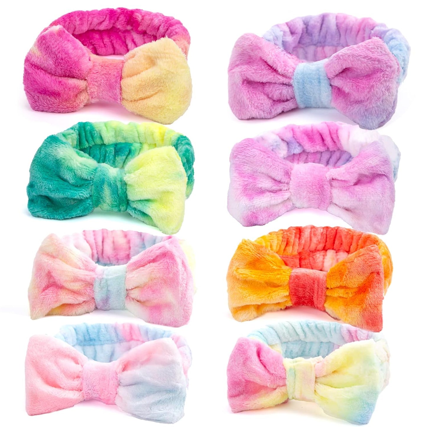 Shindel 6PCS Makeup Headbands for Women, Spa Headband Bow Tie Hair Band Fluffy Head Wraps for Washing Face Skincare Shower Sports Yoga