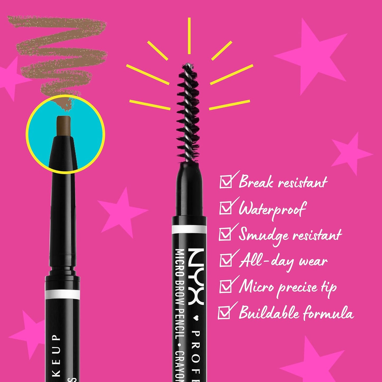 NYX PROFESSIONAL MAKEUP Micro Brow Pencil, Eyebrow Pencil, Black & The Brow Glue Instant Brow Styler