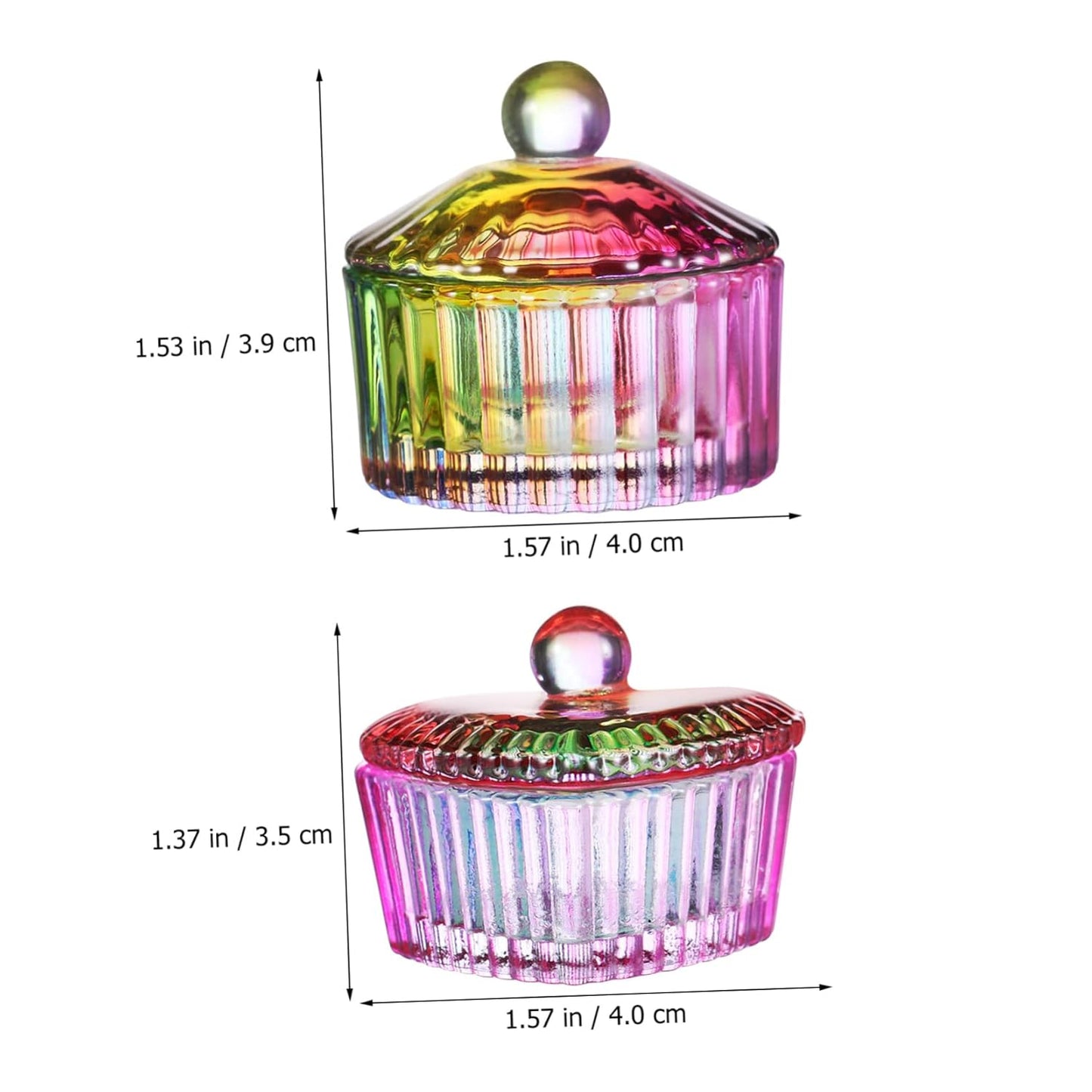 Ipetboom 2 Pcs Colorful Crystal Cup Glass Mugs with Lids Nail Tips for Acrylic Nails Crystal Clear Acrylic Liquid Powder Glass Bowls Glass Dishes Monomer Dish Petri Dish Manicure