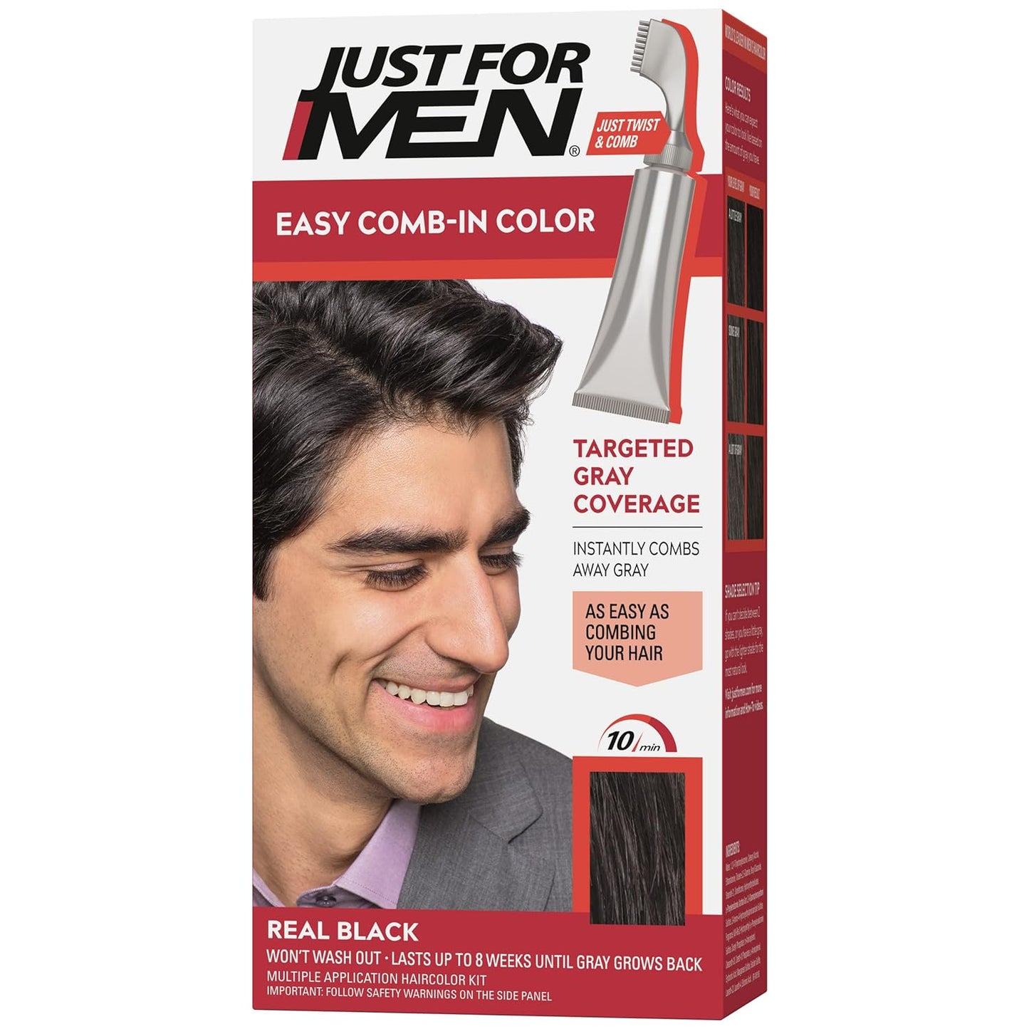 Just For Men Easy Comb-In Color Mens Hair Dye, Easy No Mix Application & Easy Comb-In Color Mens Hair Dye, Easy No Mix Application with Comb Applicator - Dark Brown, A-45, Pack of 1